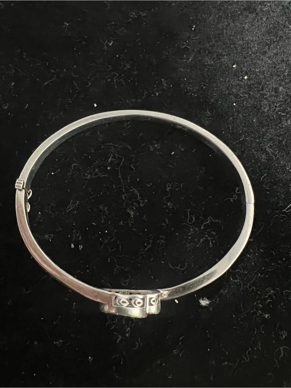 925 Sterling silver diamond swirl heart hinged bangle bracelet. KSJ